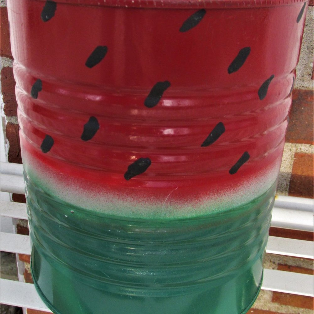 Hand Painted Watermelon Can with Handle